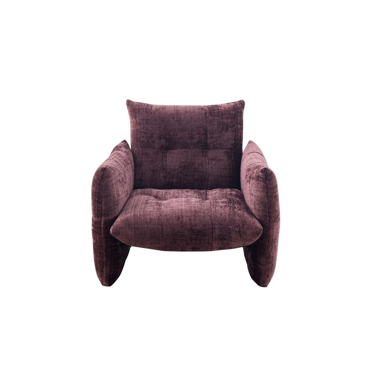 Fauteuil Lois roze stof, vooraanzicht op witte achtergrond