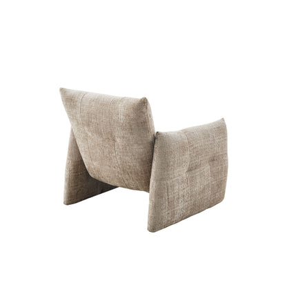 Fauteuil Lois beige stof, achteraanzicht op witte achtergrond