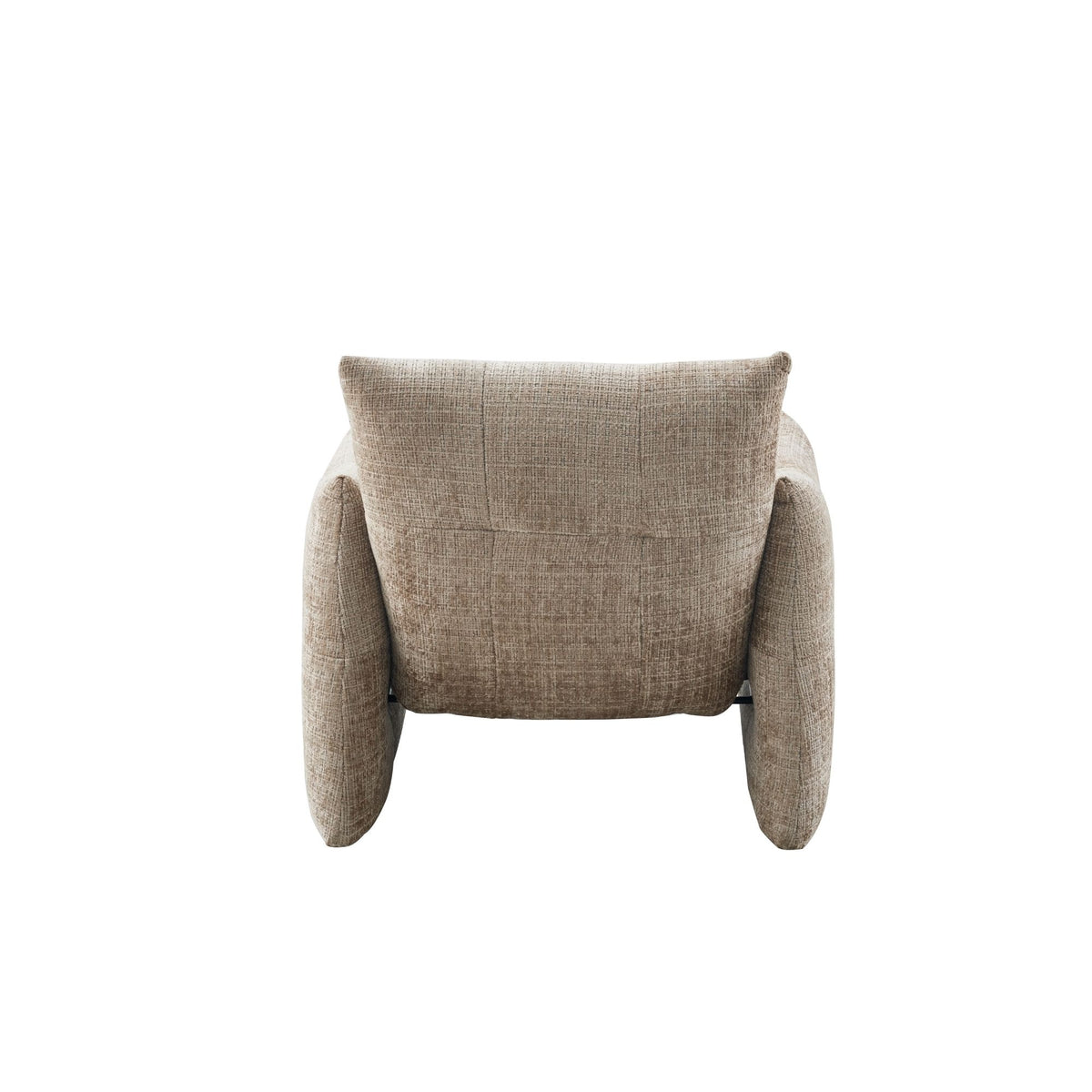 Fauteuil Lois beige stof, achteraanzicht op witte achtergrond
