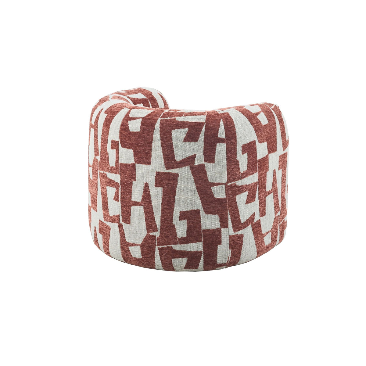 Fauteuil Rosa rood stof, achteraanzicht op witte achtergrond