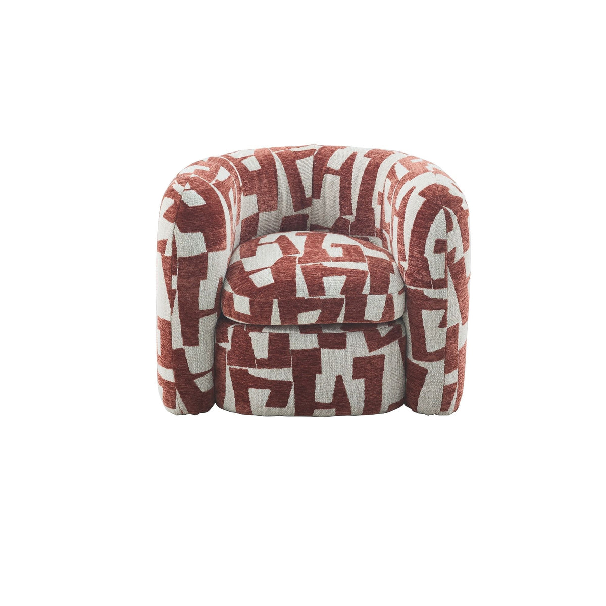 Fauteuil Rosa rood stof, vooraanzicht op witte achtergrond