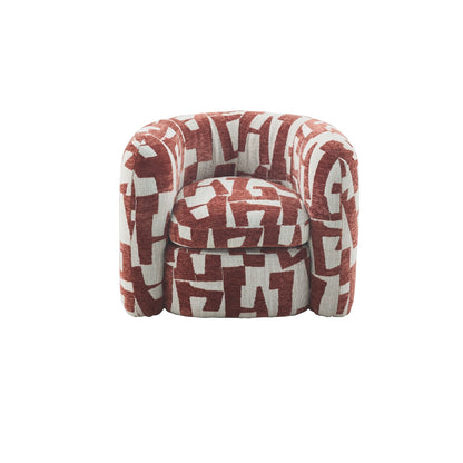 Fauteuil Rosa rood stof, vooraanzicht op witte achtergrond