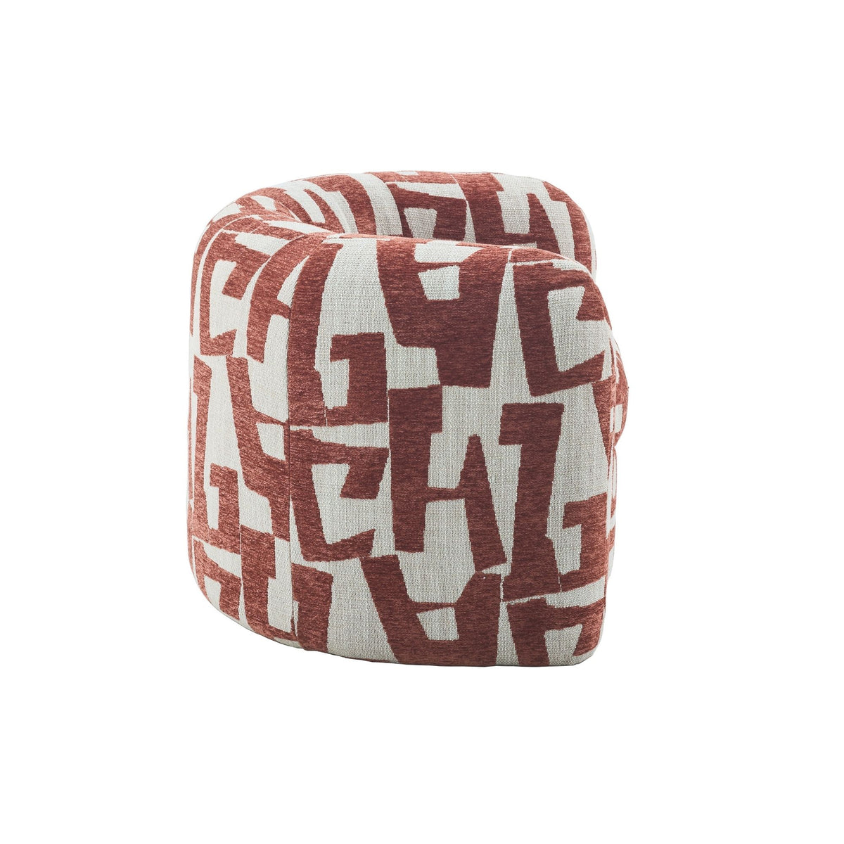 Fauteuil Rosa rood stof, zijaanzicht op witte achtergrond
