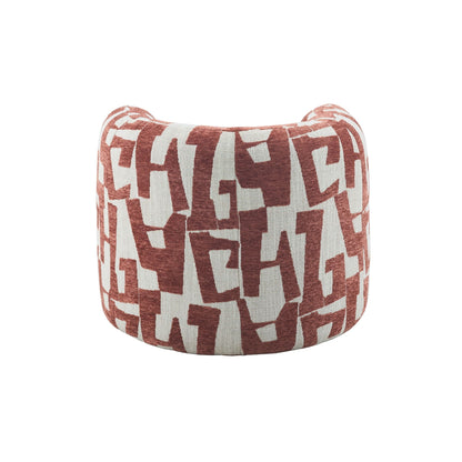 Fauteuil Rosa rood stof, achteraanzicht op witte achtergrond