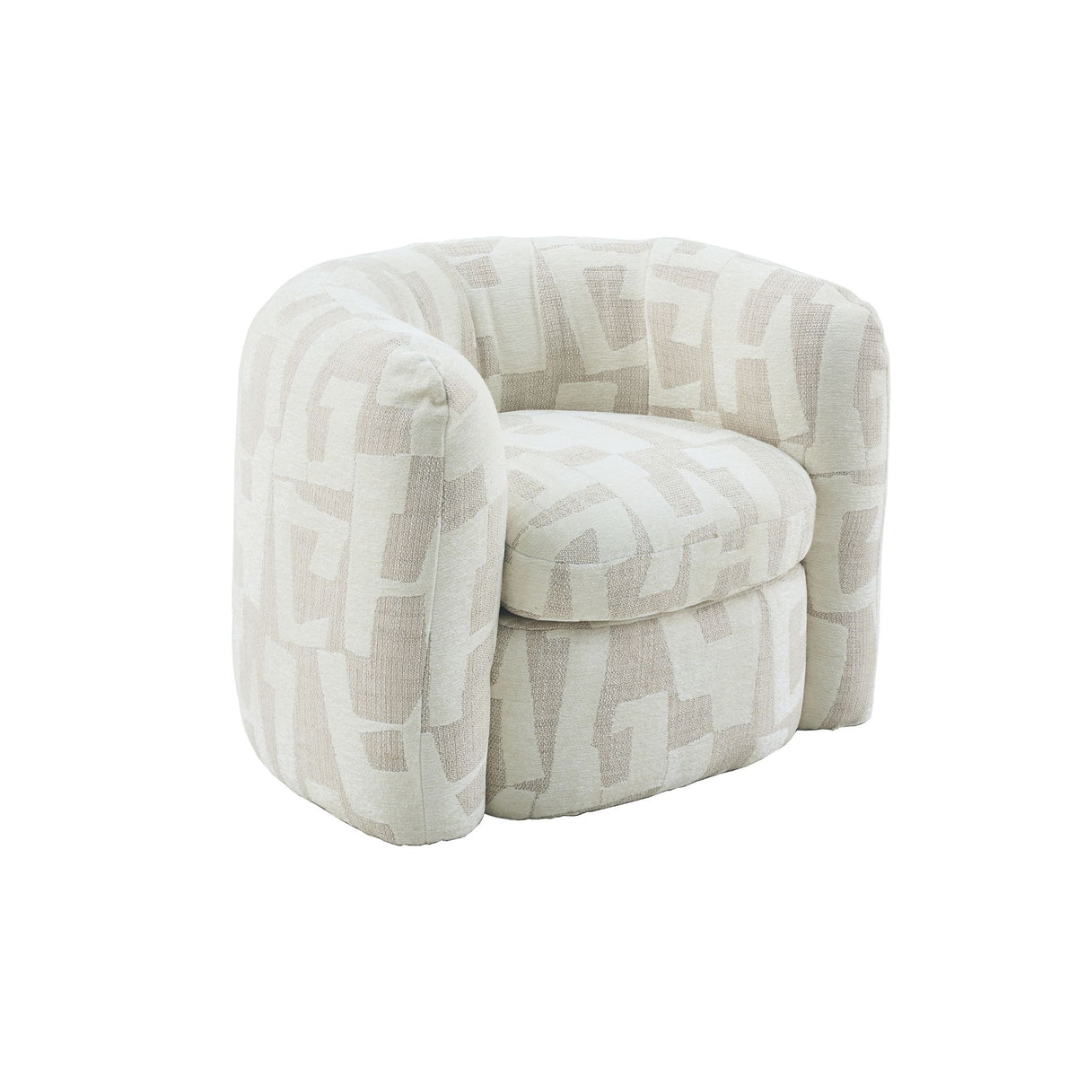 Fauteuil Rosa ecru stof, zijaanzicht op witte achtergrond