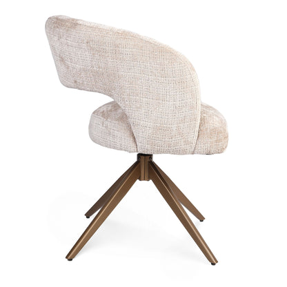 Eetkamerstoel Demi | Beige Cremona | Onderstel Brons