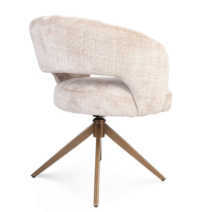 Eetkamerstoel Demi | Beige Cremona | Onderstel Brons
