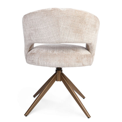 Eetkamerstoel Demi | Beige Cremona | Onderstel Brons