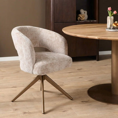 Eetkamerstoel Demi | Beige Cremona | Onderstel Brons