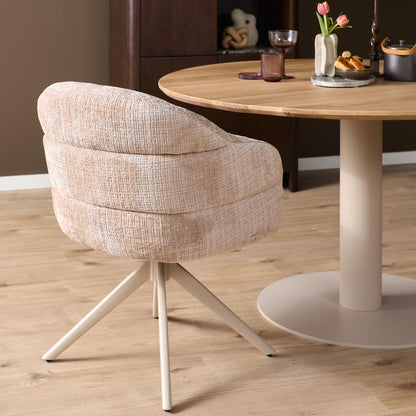 Eetkamerstoel Bella | Beige Cremona | Onderstel Sand