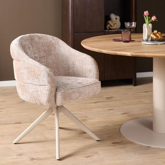 Eetkamerstoel Bella | Beige Cremona | Onderstel Sand