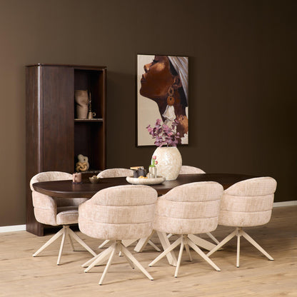 Eetkamerstoel Bella | Beige Cremona | Onderstel Sand