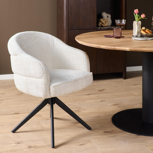 Eetkamerstoel Bella | Wit Cremona | Onderstel Black