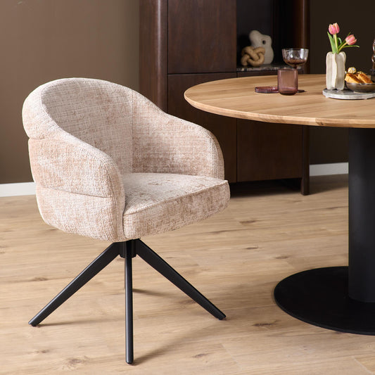 Eetkamerstoel Bella | Beige Cremona | Onderstel Black