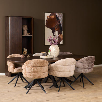 Eiken eettafel Ferris Bruin | Deens Ovaal | Onderstel Zwart