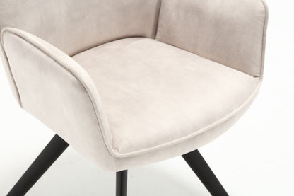 Eetkamerstoel Nova champagne velvet magazijn leegverkoop, detail van het materiaal
