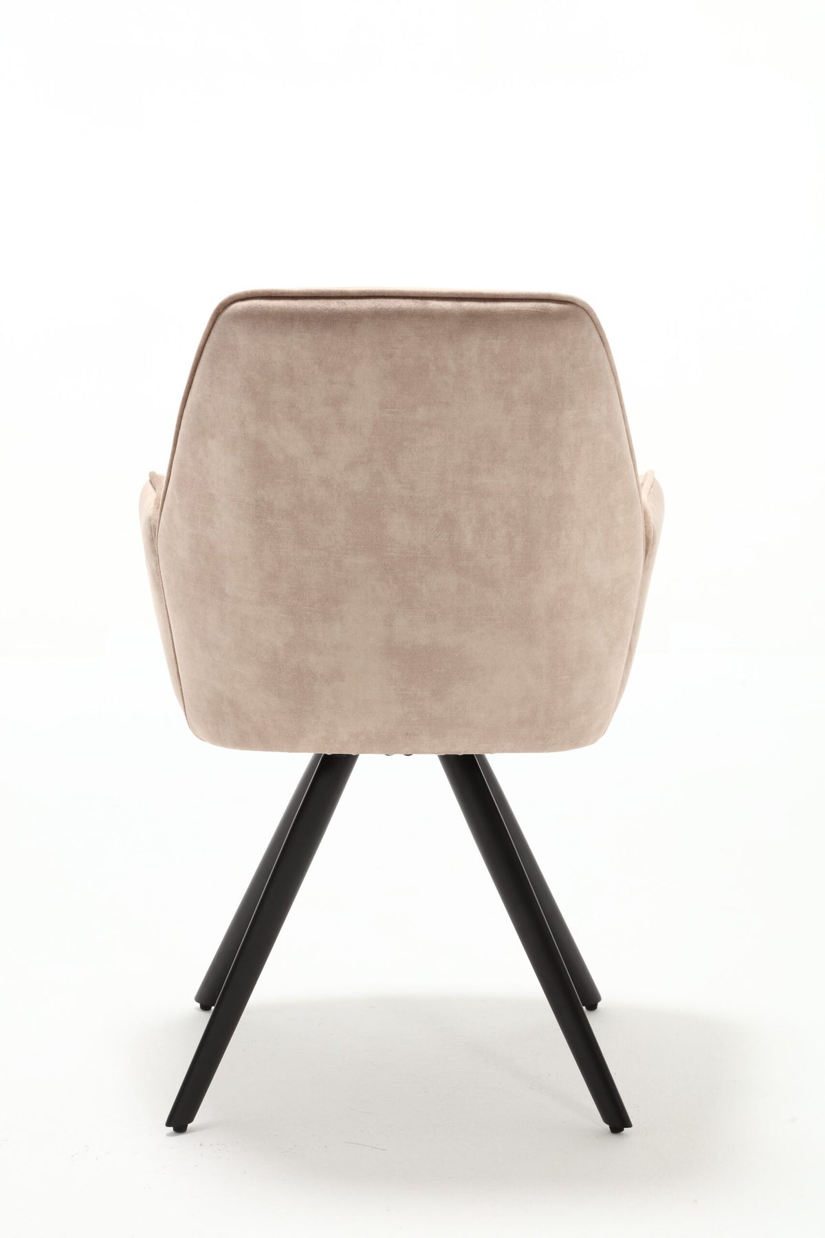 Eetkamerstoel Nova beige velvet, achteraanzicht op witte achtergrond