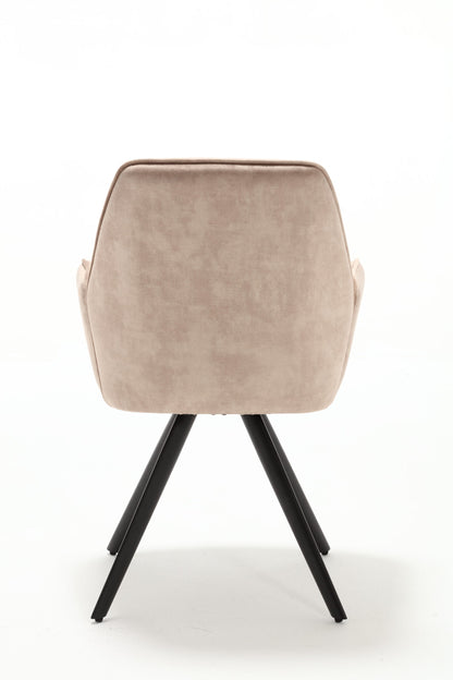 Eetkamerstoel Nova beige velvet, achteraanzicht op witte achtergrond