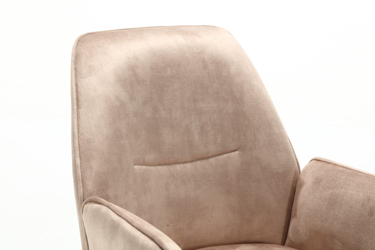 Eetkamerstoel Nova beige velvet, detail van het materiaal