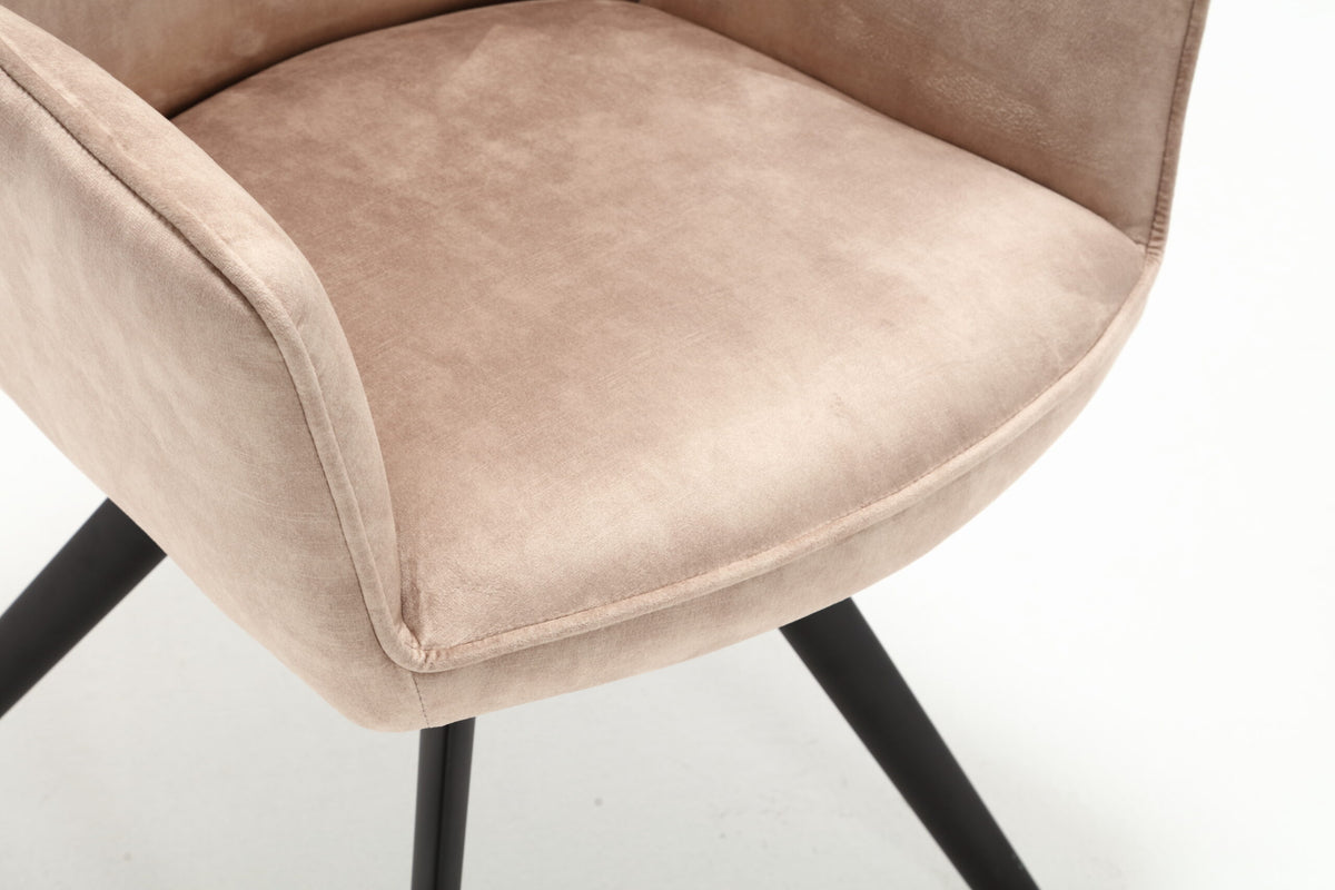 Eetkamerstoel Nova beige velvet, detail van het materiaal