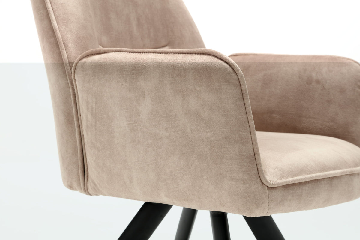 Eetkamerstoel Nova beige velvet, detail van het materiaal