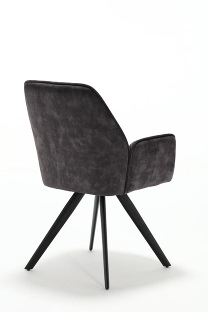 Eetkamerstoel Nova antraciet velvet, schuin achteraanzicht op witte achtergrond
