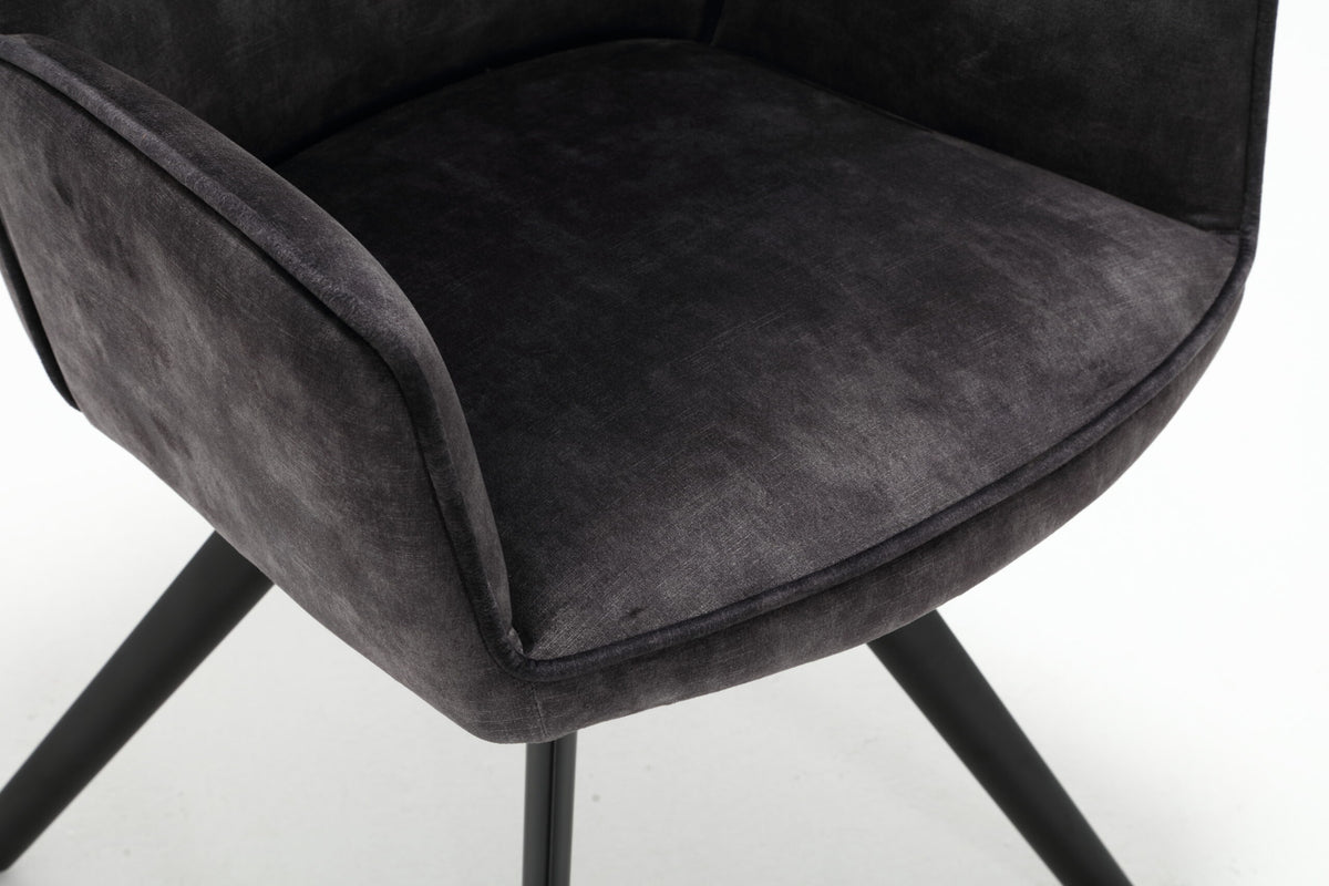 Eetkamerstoel Nova antraciet velvet, detail van het materiaal