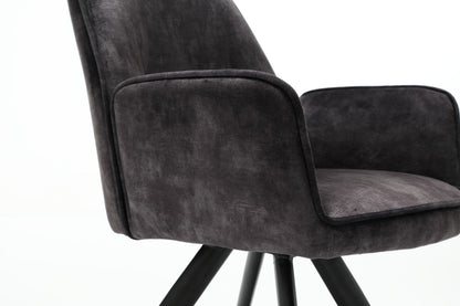 Eetkamerstoel Nova antraciet velvet, detail van het materiaal