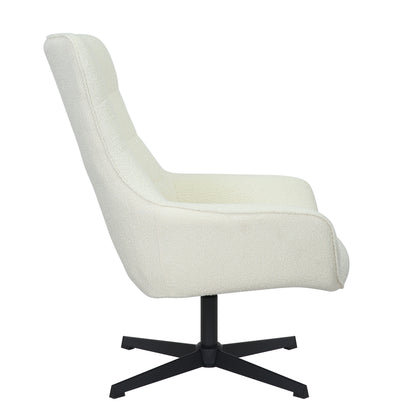 Draaifauteuil Nora | Wit Polyester Stof