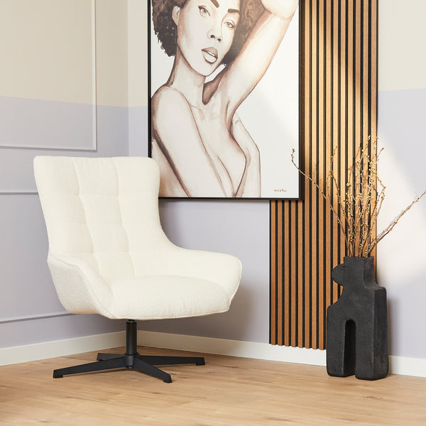 Draaifauteuil Nora | Wit Polyester Stof