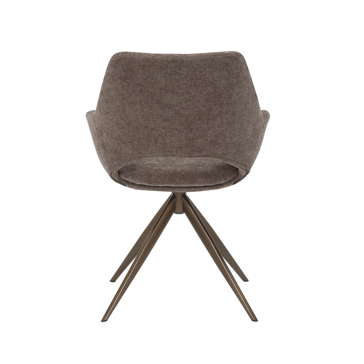 Eetkamerstoel Daisy bruin stof, achteraanzicht op witte achtergrond