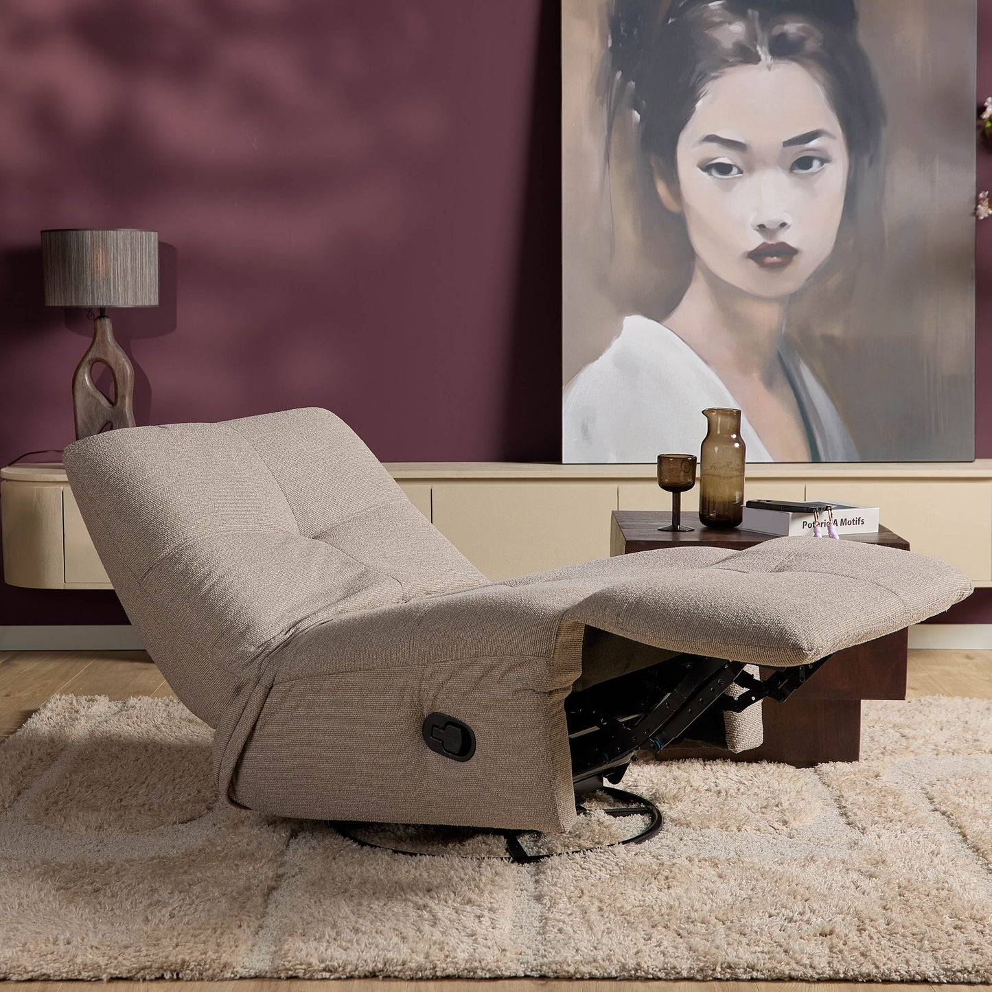 Relaxfauteuil Lazy | Taupe Stof