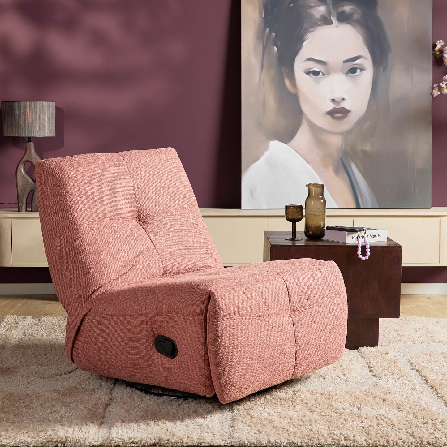 Relaxfauteuil Lazy | Roze Stof