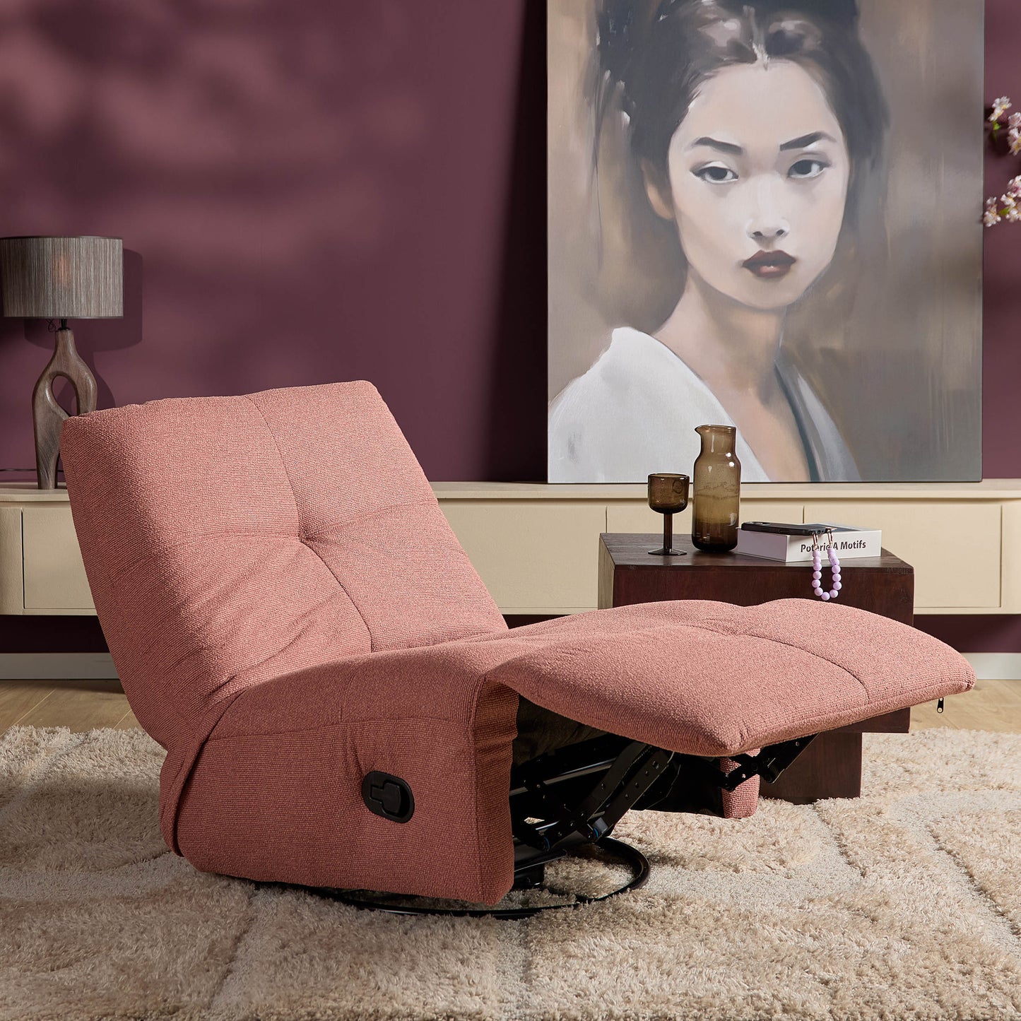 Relaxfauteuil Lazy | Roze Stof