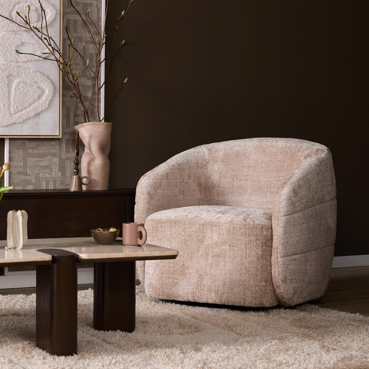 Fauteuil Yara | Beige — Achteraanzicht - sfeer
