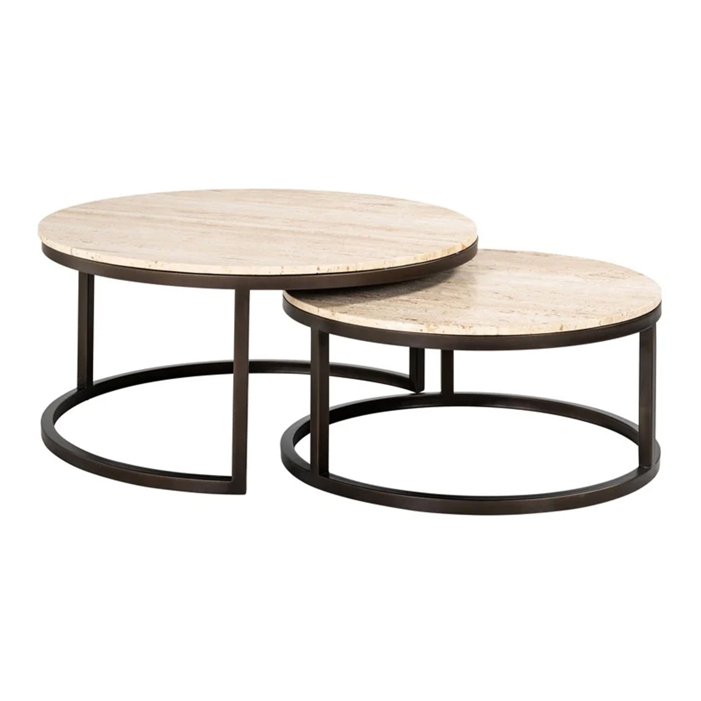 Salontafel Avalon | Set van 2 | Travertin | Brons