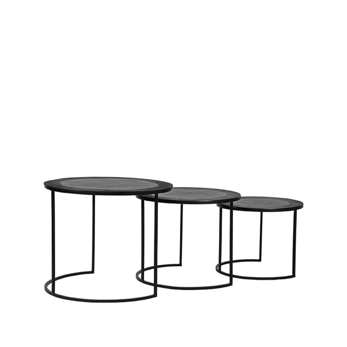 Salontafel Set Tres | Zwart Metaal