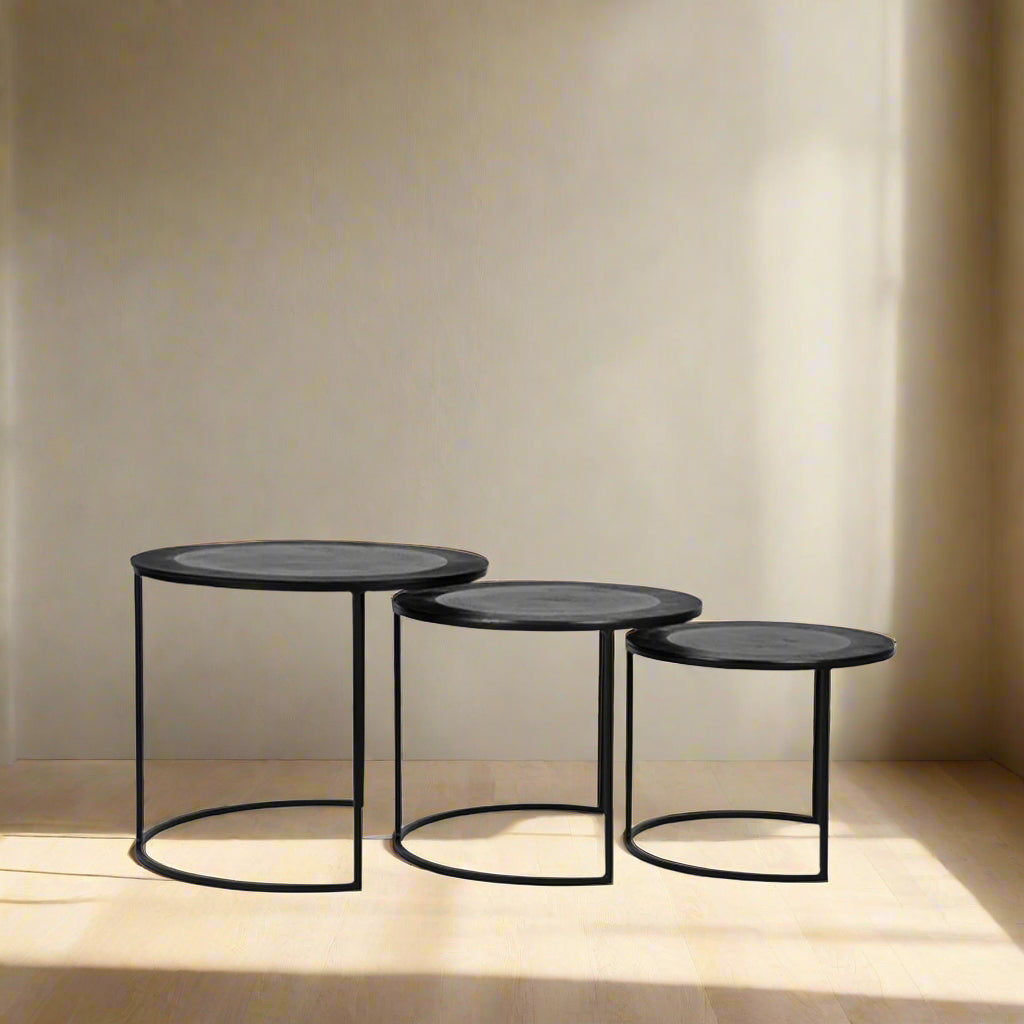 Salontafel Set Tres | Zwart Metaal