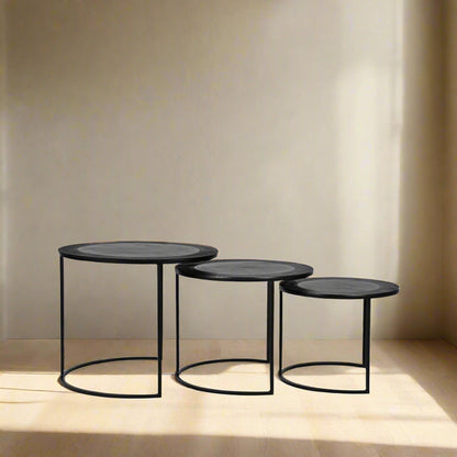 Salontafel Set Tres | Zwart Metaal