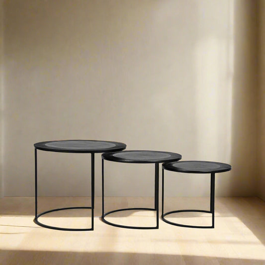 Salontafel Set Tres | Zwart Metaal