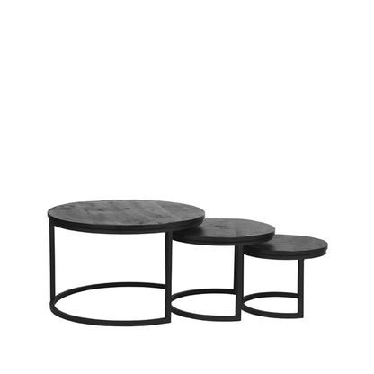 Salontafel Set Triplet | Zwart Mangohout