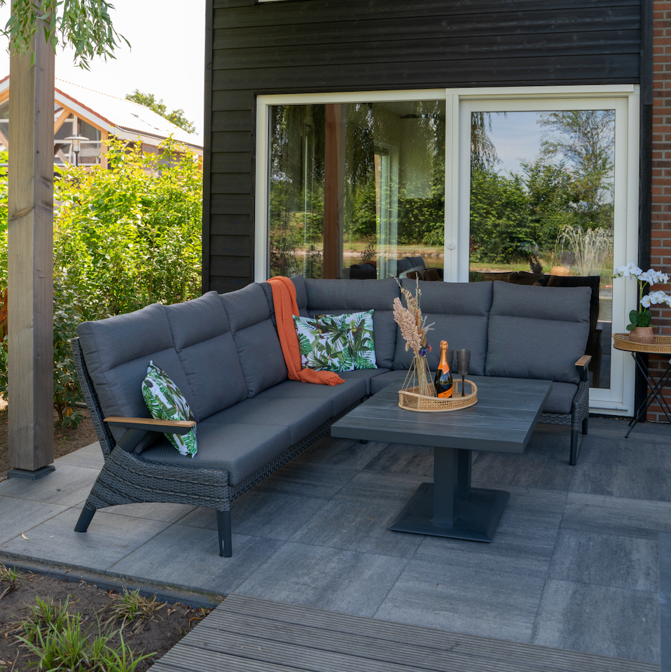 Lounge hoekset Florence | Grijs Wicker