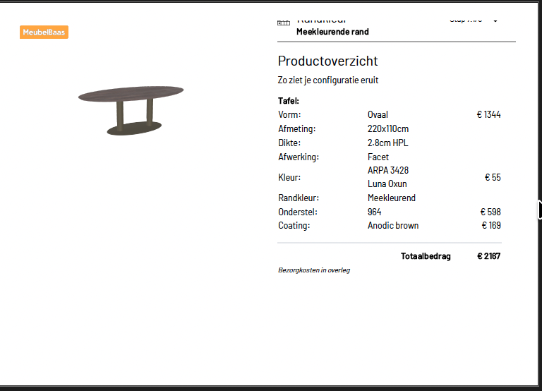 Custom Koopmans - Ovaal 220 (Zie specificaties)