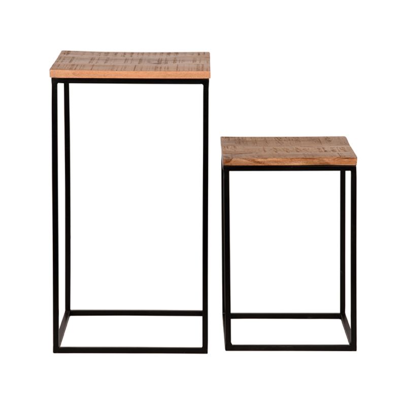 Plantenzuilen Set Vintage | Naturel Mangohout