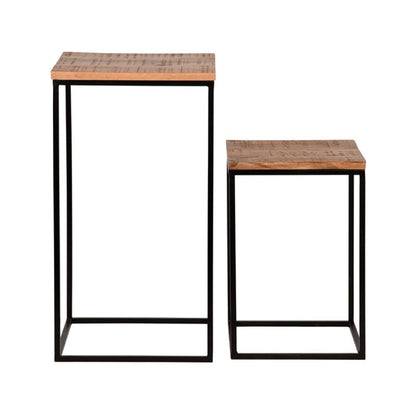 Plantenzuilen Set Vintage | Naturel Mangohout