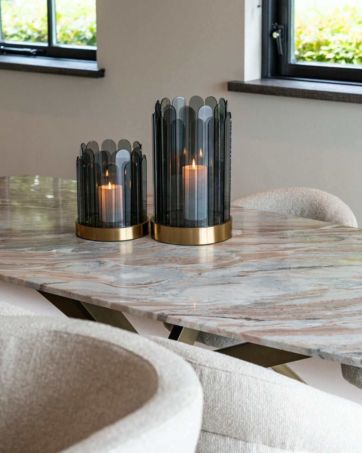 Eettafel Bottega beige metaal 220 cm deens ovaal