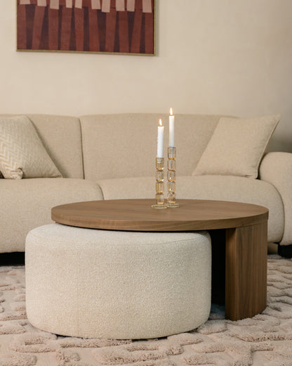 Salontafel Windsor walnoot mdf, schuin vooraanzicht in een interieur
