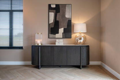 Dressoir Langford bruin eiken fineer, vooraanzicht in een interieur