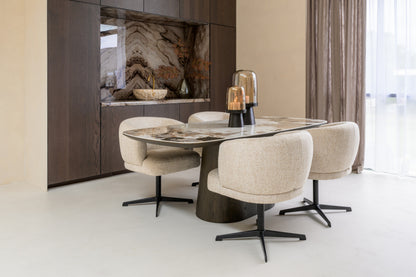 Eettafel Langford bruin mdf 200 cm, schuin vooraanzicht in een interieur