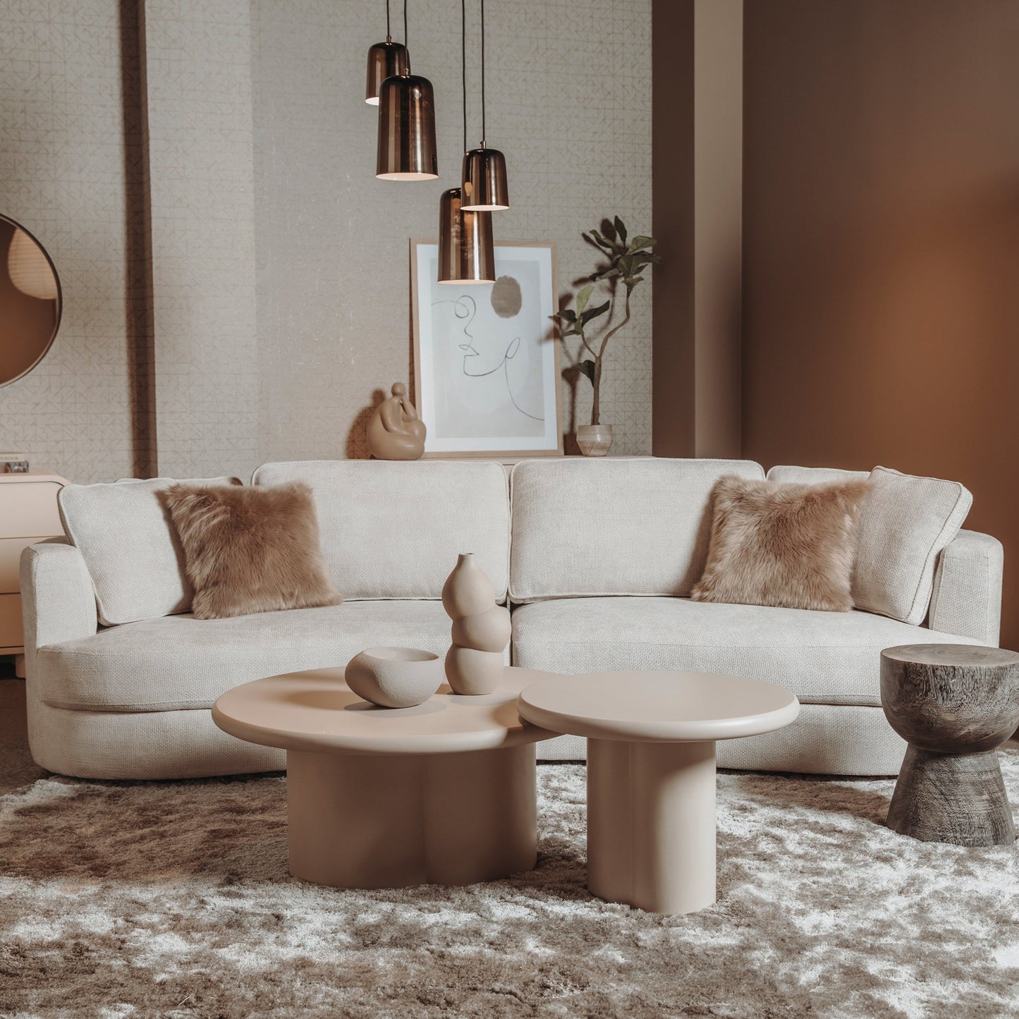 Bijzettafel Melzo Rond | Beige MDF